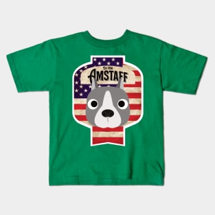 American Staffordshire Terrier - Distressed Union Jack Amstaff Beer Label Design Kids T-Shirt